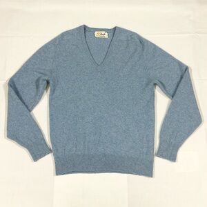Vtg Pringle Scotland Actual Mens Medium 100% Pure Cashmere Sweater Blue Preppy